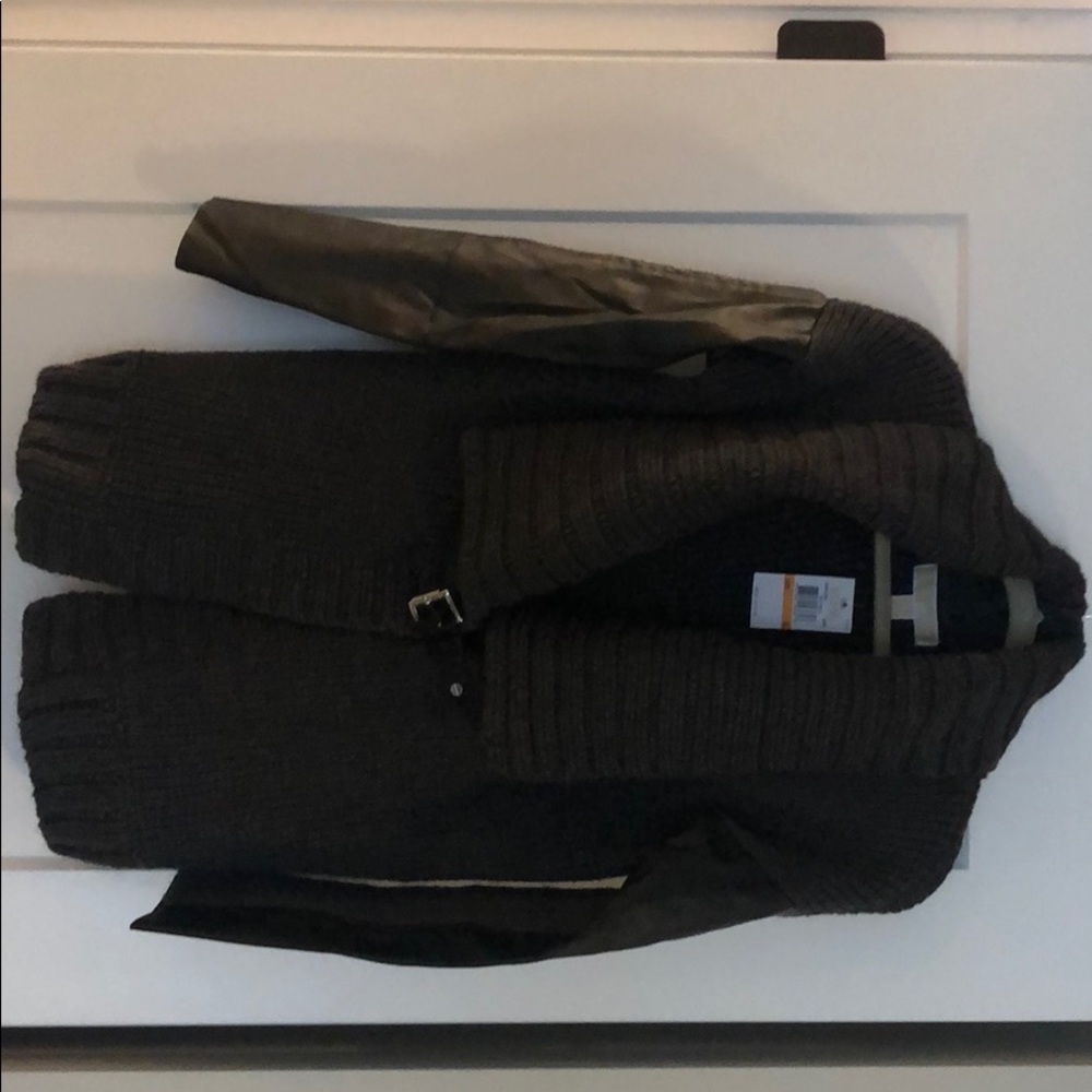 Michael Kors Leather Sleeve Cardigan *NWT